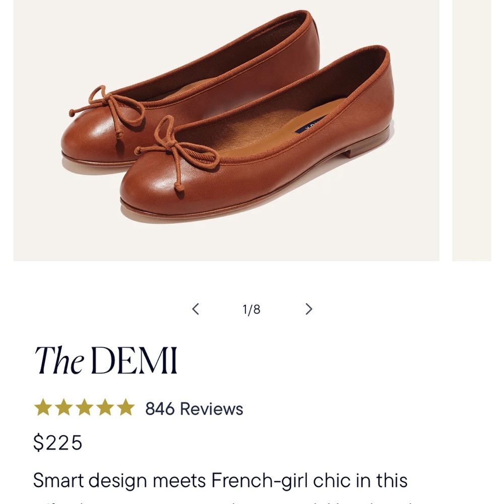 Margaux Demi Ballet Flat Saddle Nappa New in Box 38M (US 8)